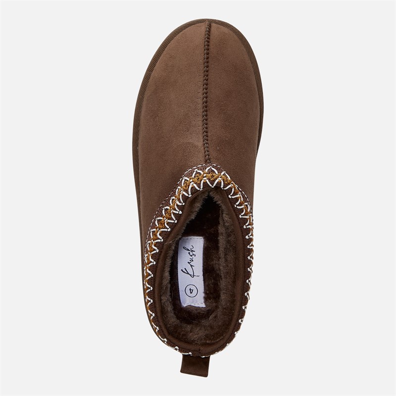 KRUSH Womens Aztec Mule Slippers Brown