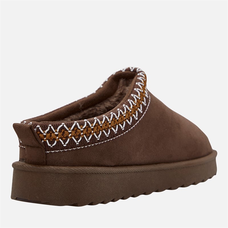KRUSH Womens Aztec Mule Slippers Brown