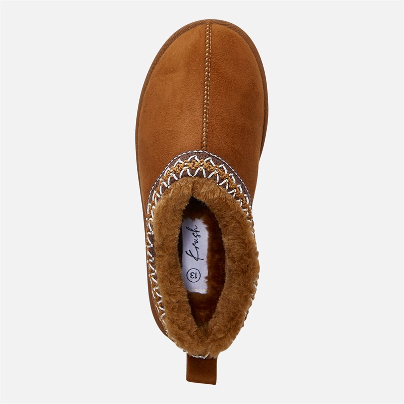 KRUSH Girls Aztec Slippers Chestnut
