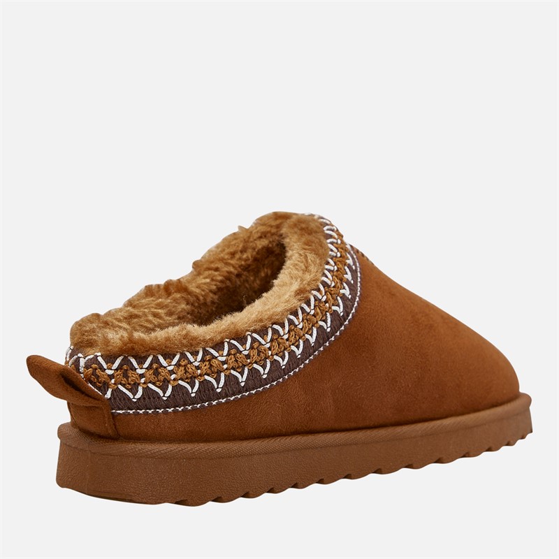 KRUSH Girls Aztec Slippers Chestnut