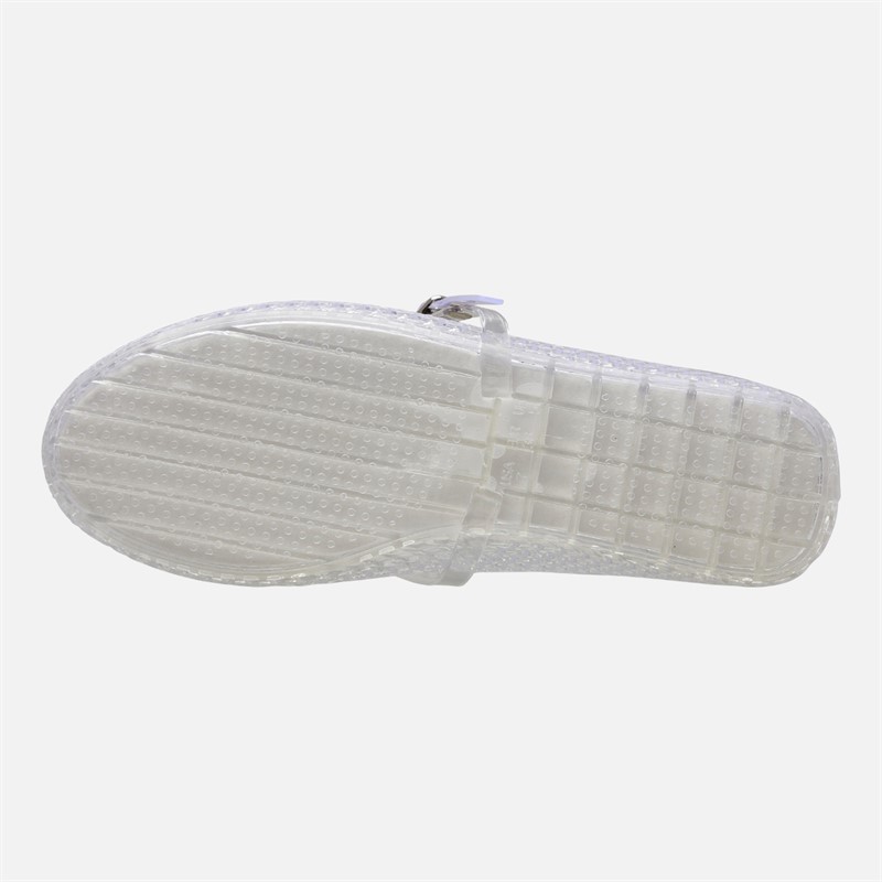 KRUSH Womens Buckle Strap Jelly Shoes Clear