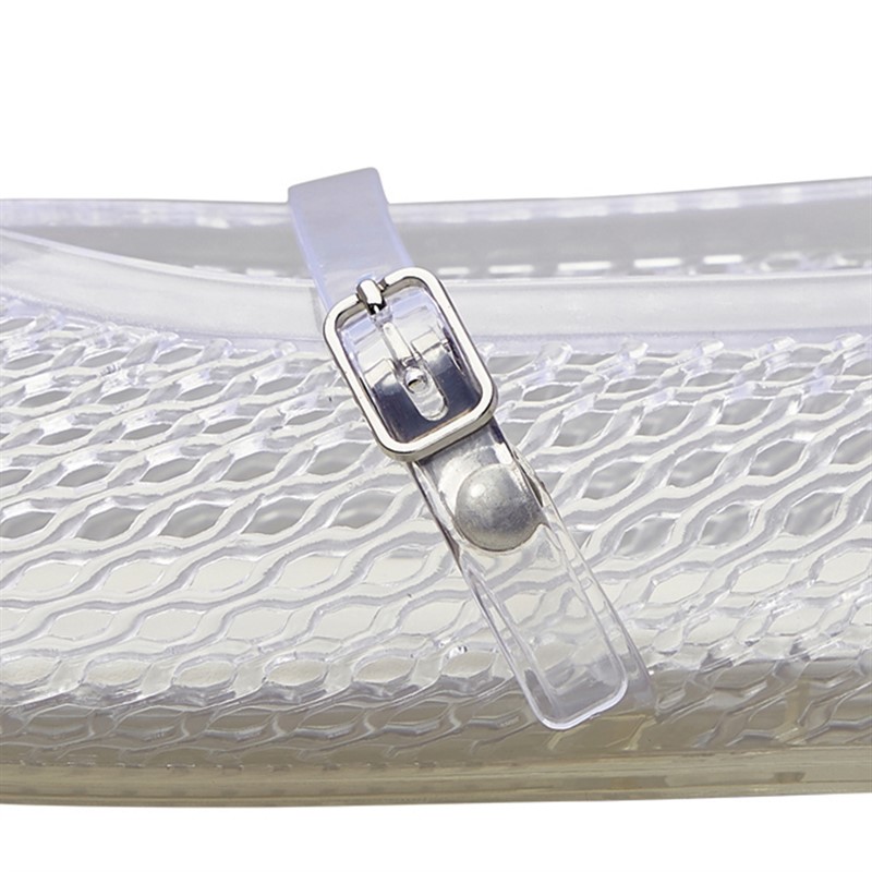 KRUSH Womens Buckle Strap Jelly Shoes Clear