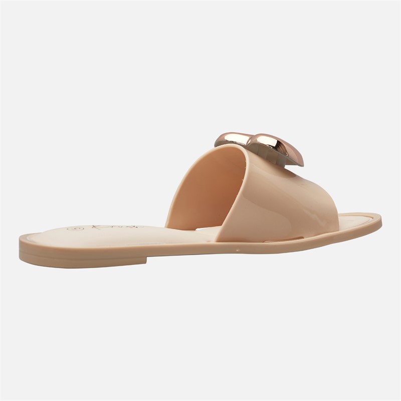KRUSH Womens Heart Sliders Nude
