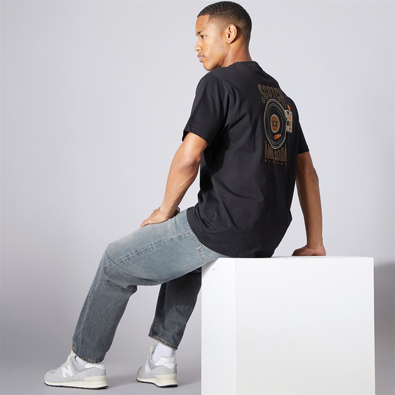 Scotch & Soda Mens Short Sleeve Graphic T-Shirt Black Grey