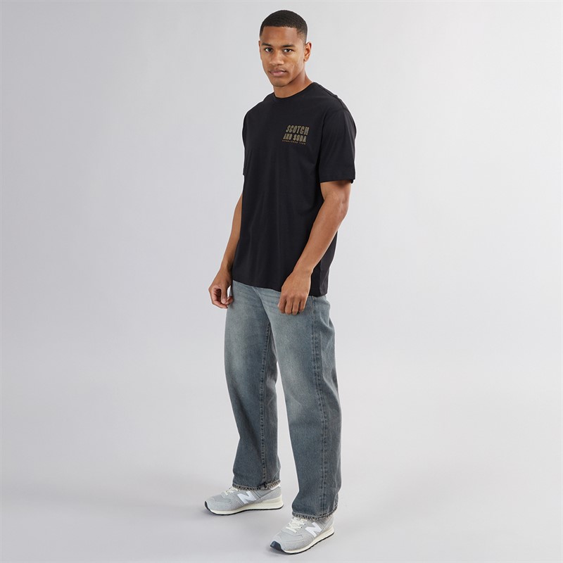 Scotch & Soda Mens Short Sleeve Graphic T-Shirt Black Grey