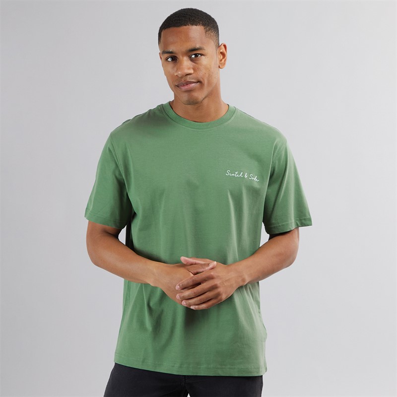 Scotch & Soda Mens Short Sleeve Graphic T-Shirt Medium Green