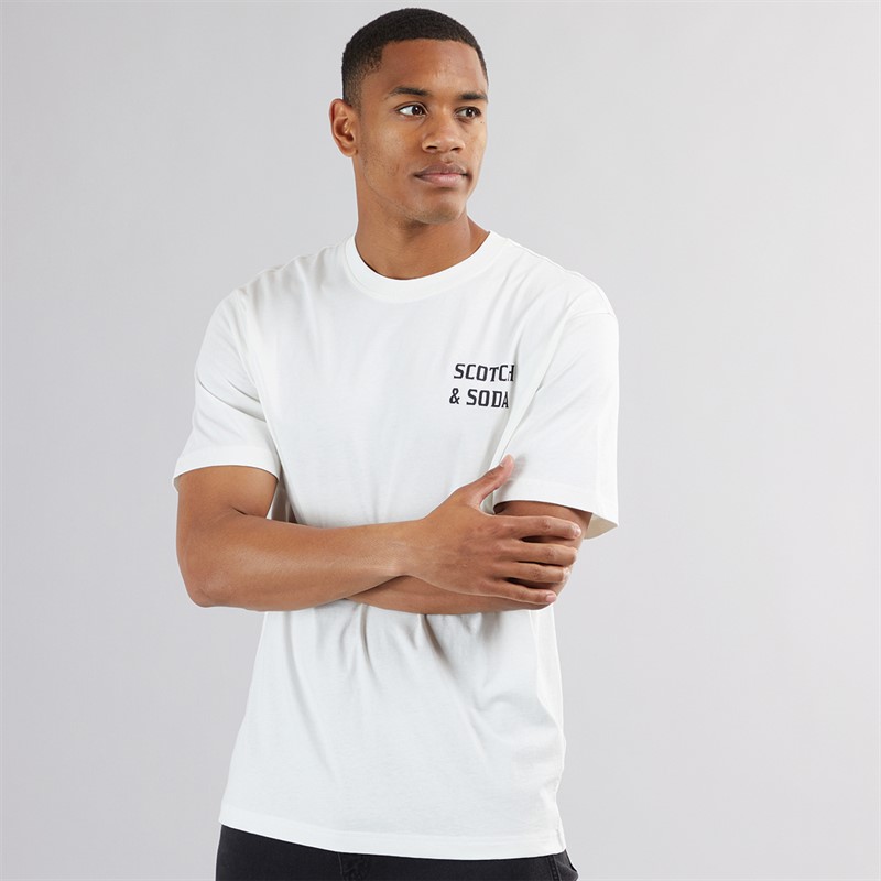 Scotch & Soda Mens Short Sleeve Graphic T-Shirt Light Beige