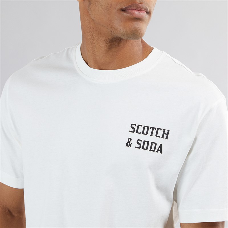 Scotch & Soda Mens Short Sleeve Graphic T-Shirt Light Beige