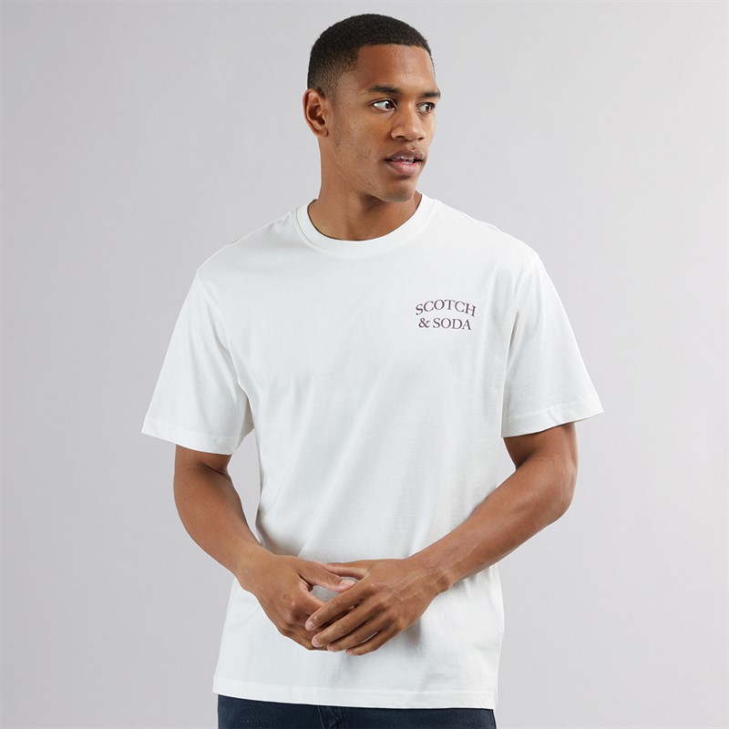 Scotch & Soda Mens Short Sleeve Graphic T-Shirt Light Beige