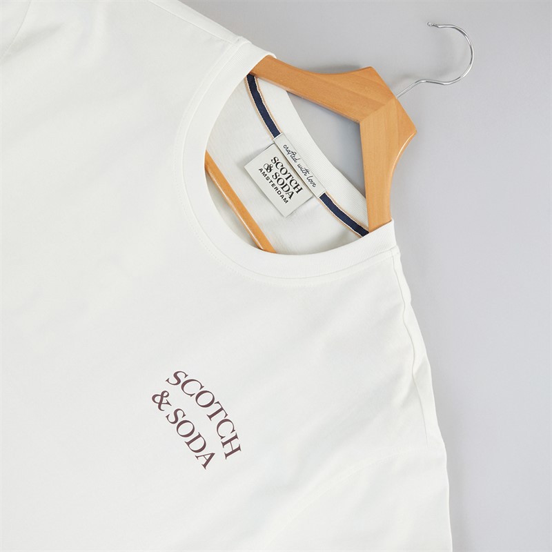 Scotch & Soda Mens Short Sleeve Graphic T-Shirt Light Beige