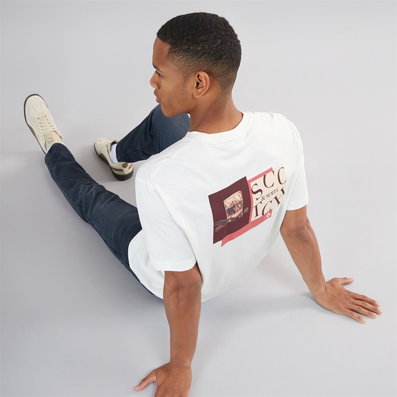 Scotch & Soda Mens Short Sleeve Graphic T-Shirt Light Beige