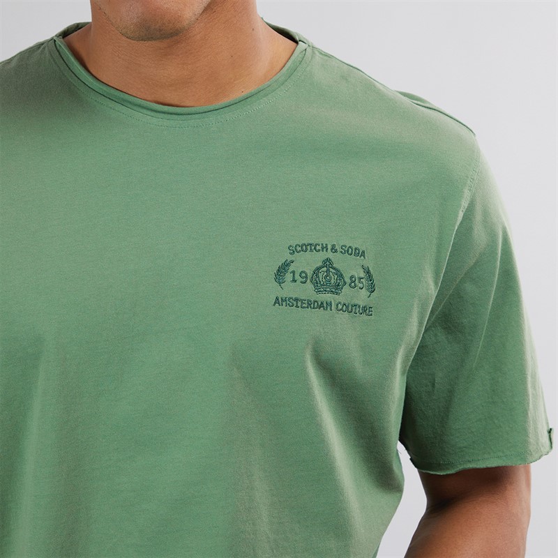 Scotch & Soda Mens Short Sleeve Roll Neck T-Shirt Medium Green