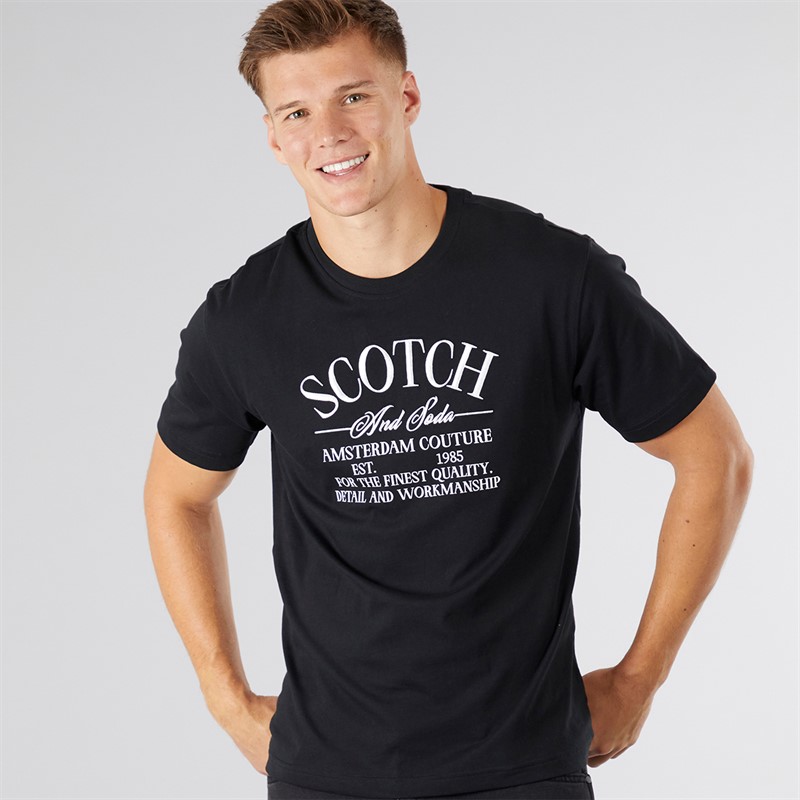 Scotch & Soda Herren Grafik T-Shirt Schwarz / Rot