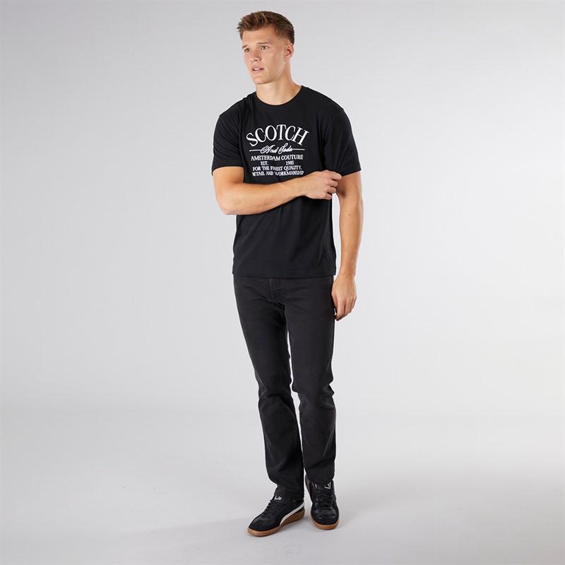 Scotch & Soda Herren Grafik T-Shirt Schwarz / Rot