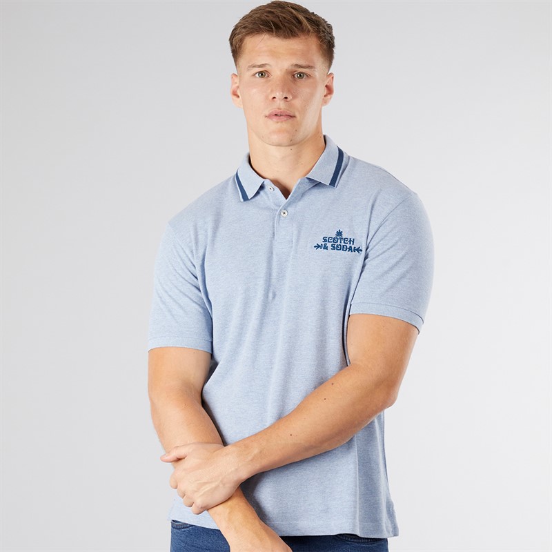 Scotch & Soda Herren Piqué Polo Himmelblau / Zinn