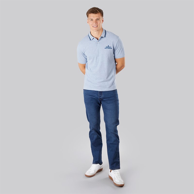 Scotch & Soda Herren Piqué Polo Himmelblau / Zinn