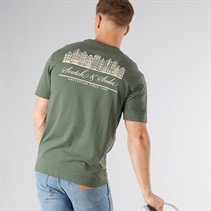 Scotch & Soda Herre T-shirt med Grafik Oliven/Khaki