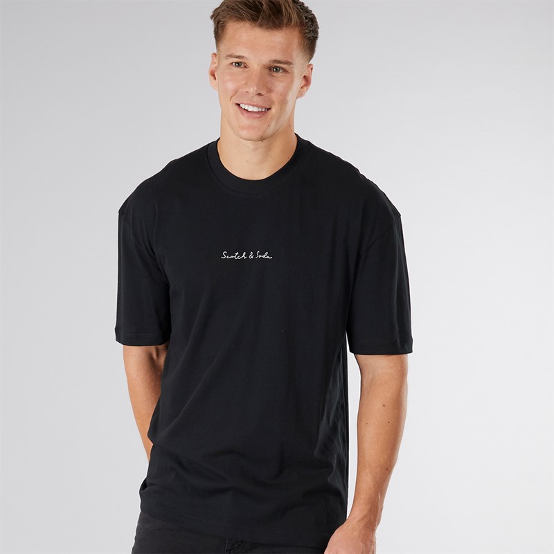 Scotch & Soda Herren Oversized Grafik T-Shirt Schwarz/Rot