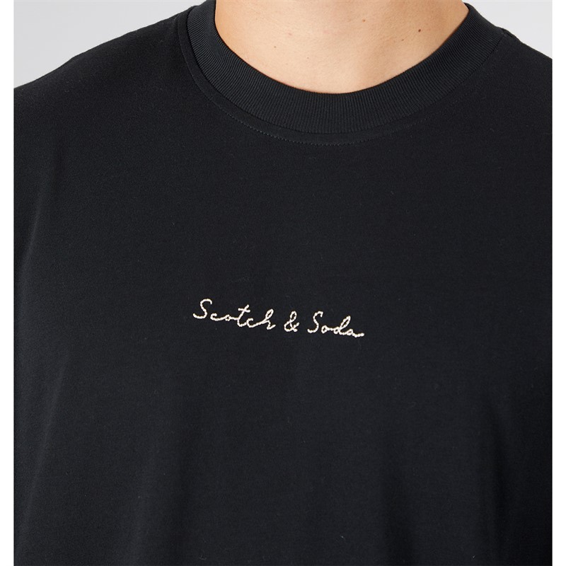 Scotch & Soda Herren Oversized Grafik T-Shirt Schwarz/Rot