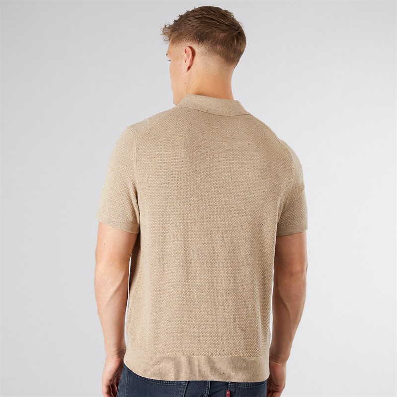 Scotch & Soda Herren Strick Polo mit Struktur Wechsel Taupe