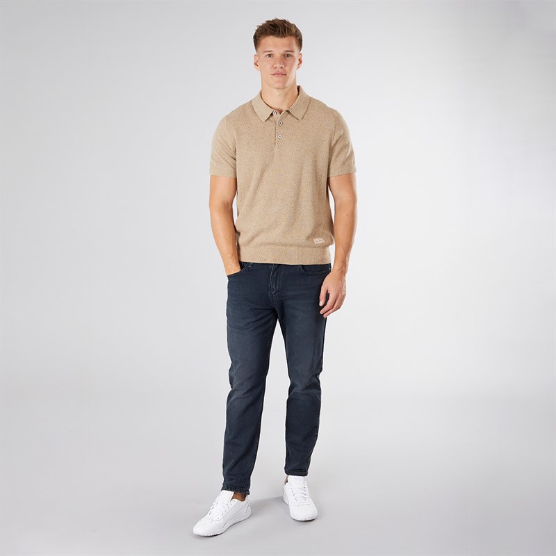 Scotch & Soda Herren Strick Polo mit Struktur Wechsel Taupe