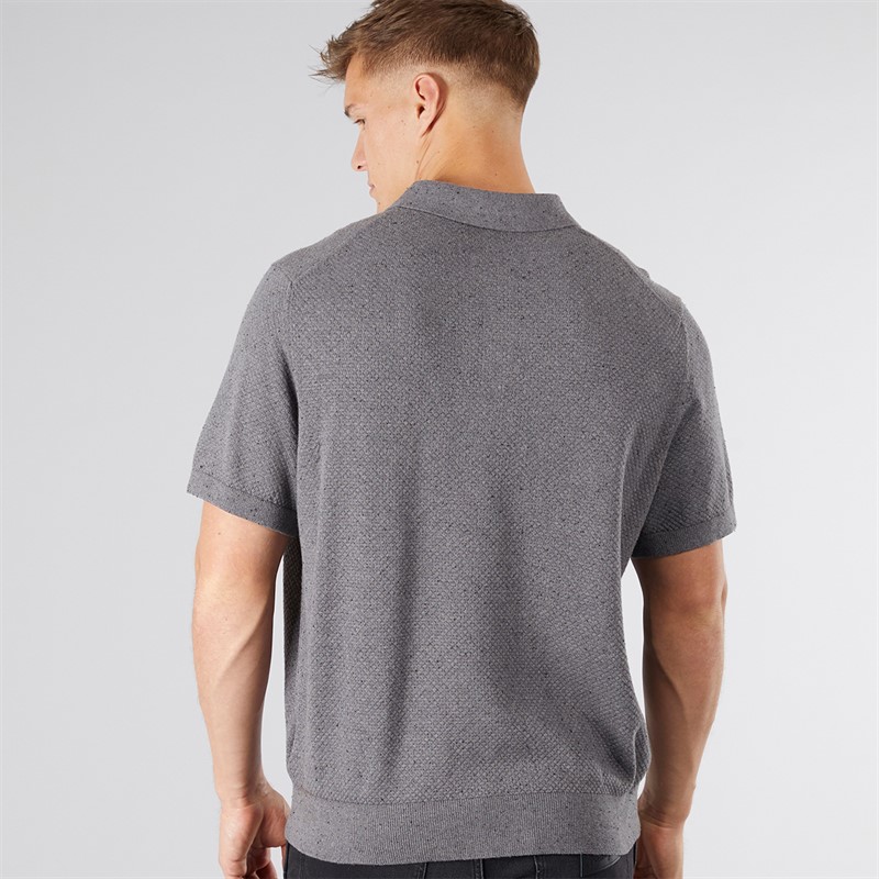 Scotch & Soda Polo Tricot Texturé Homme Gris Foncé
