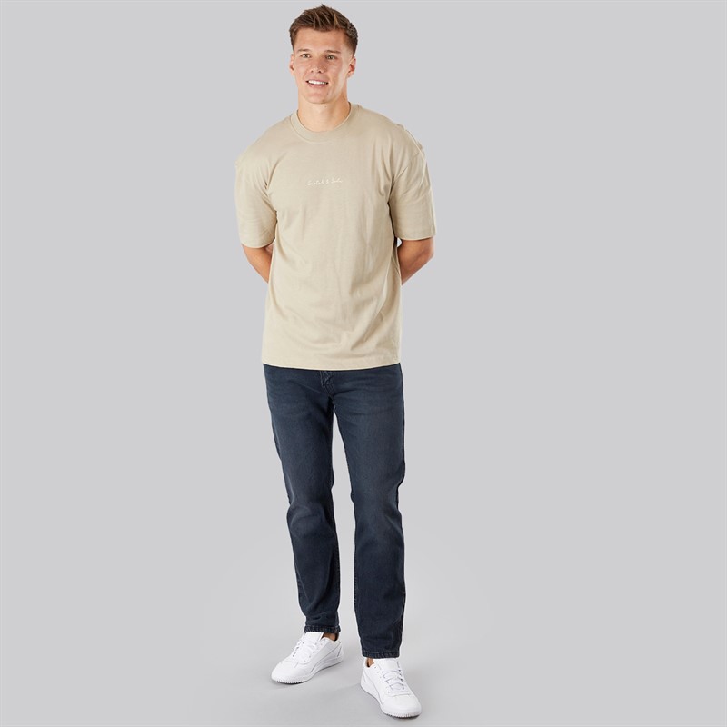 Scotch & Soda Herren Oversized Grafik T Shirt Taupe