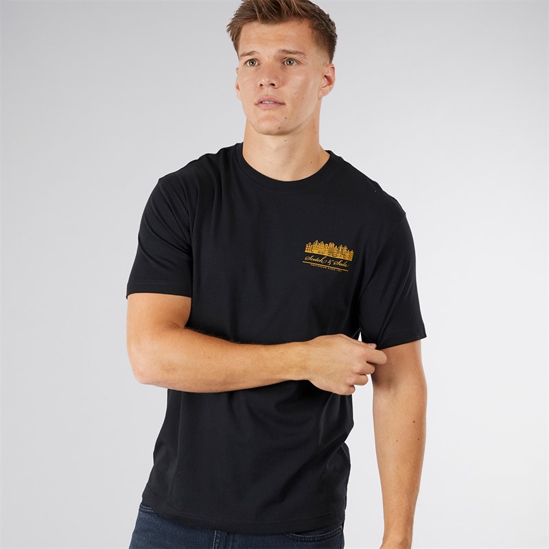 Scotch & Soda Herren Grafik T-Shirt Schwarz / Rot