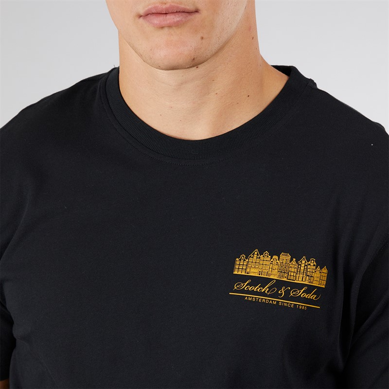 Scotch & Soda Herren Grafik T-Shirt Schwarz / Rot