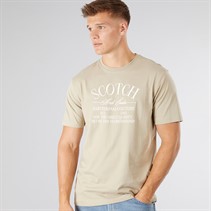 Scotch & Soda Heren Graphic T-Shirt Taupe