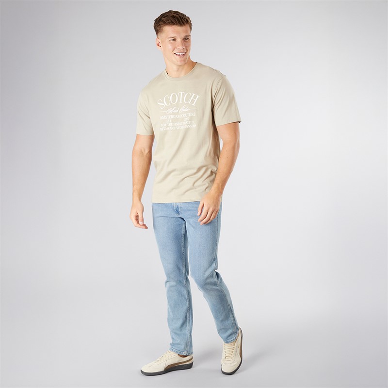 Scotch & Soda Herren Grafik T Shirt Taupe