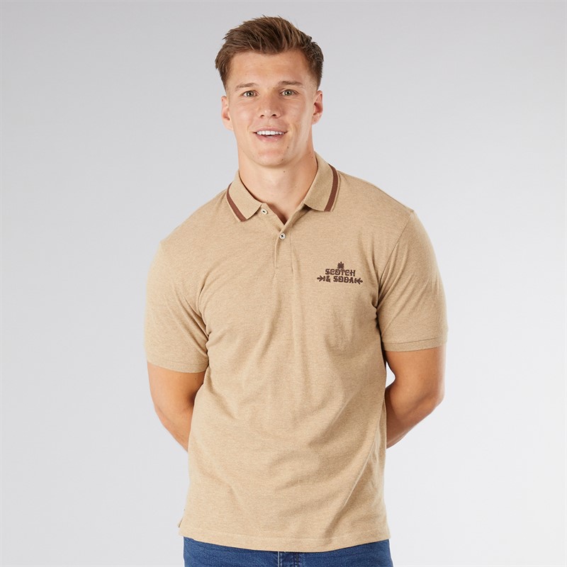 Scotch & Soda Herren Piqué Polohemd Taupe
