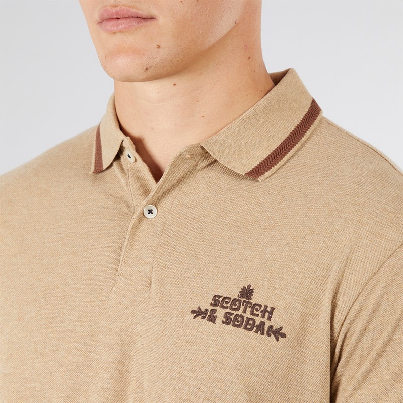 Scotch & Soda Herren Piqué Polohemd Taupe