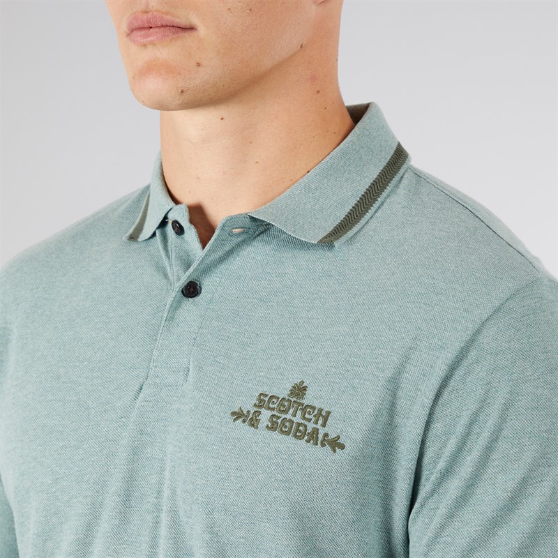 Scotch & Soda Herren Piqué Polohemd Olive / Khaki