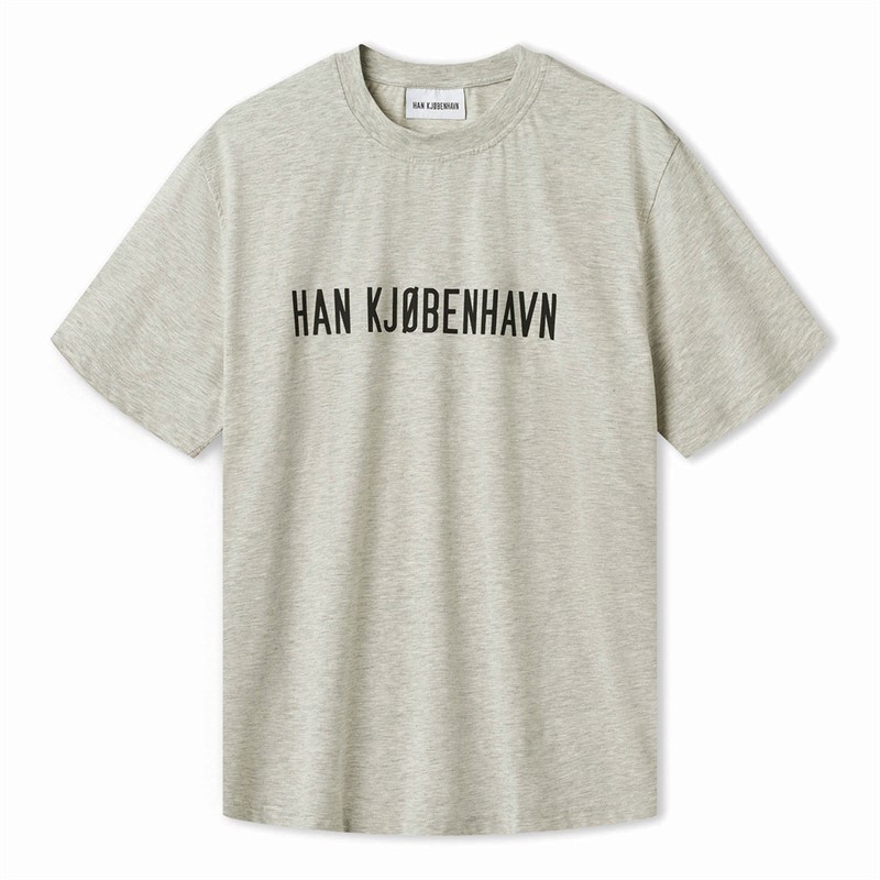 Han KJØBENHAVN T-shirt voor Heren Logo Boxy Grijs Melange