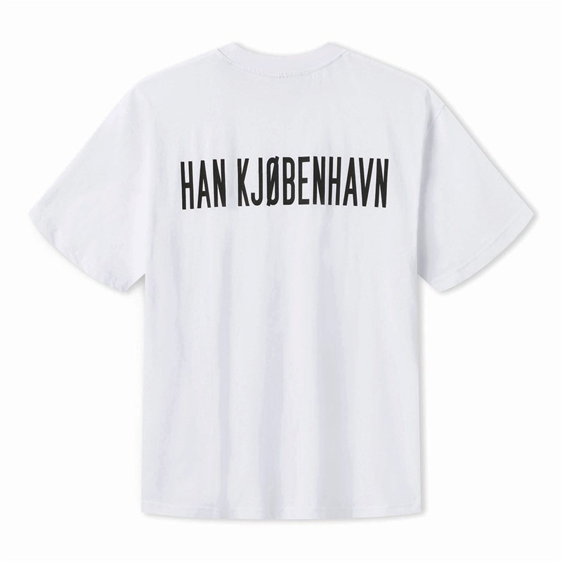 Han KJØBENHAVN Herren Schrift Logo Boxy T-Shirt Optisches Weiß