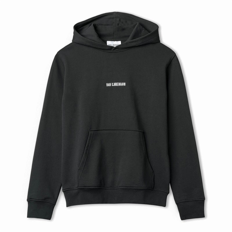 Han KJØBENHAVN Zwarte Hoodie met Logo Schrift voor heren