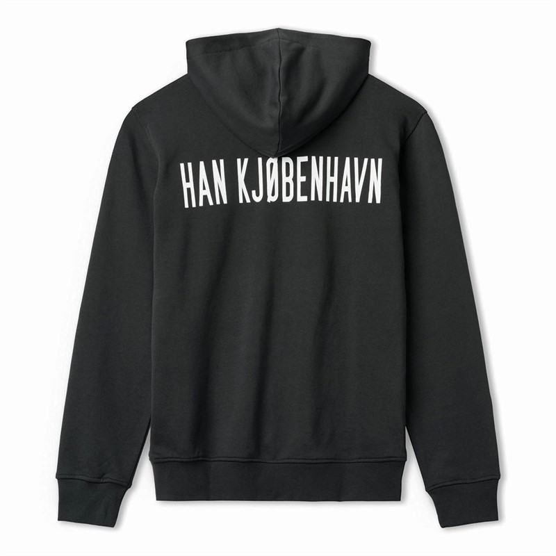 Han KJØBENHAVN Zwarte Hoodie met Logo Schrift voor heren