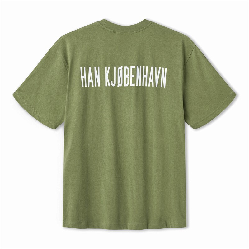 Han KJØBENHAVN Męskie Script Logo T-shirty Zielony