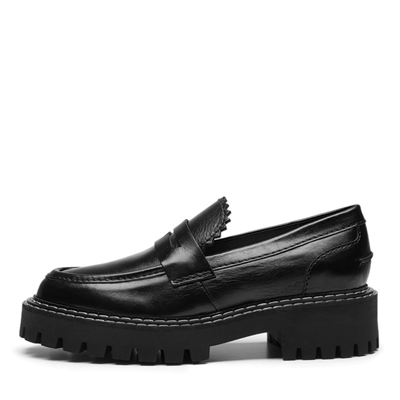 LÄST Damesschoenen Matter Loafer Leder Loafers Zwart