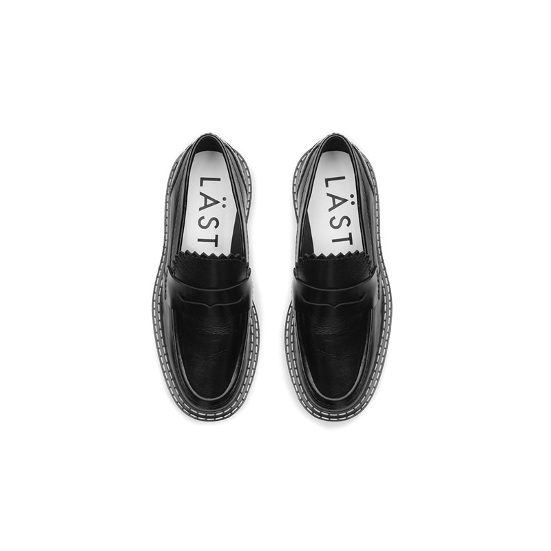 LÄST Damesschoenen Matter Loafer Leder Loafers Zwart