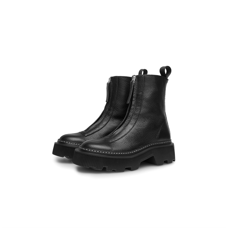 LÄST Damen Shane Leder Ankle Boots Schwarz