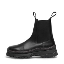 LÄST Damen Chelsea Stiefeletten aus Leder Schwarz