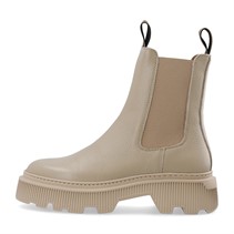 LÄST Damen Trixy Boots aus genarbtem Leder Taupe