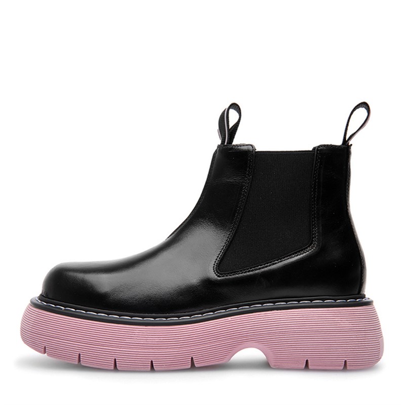 LÄST Bottines en cuir Ella Femme Noir/Rose