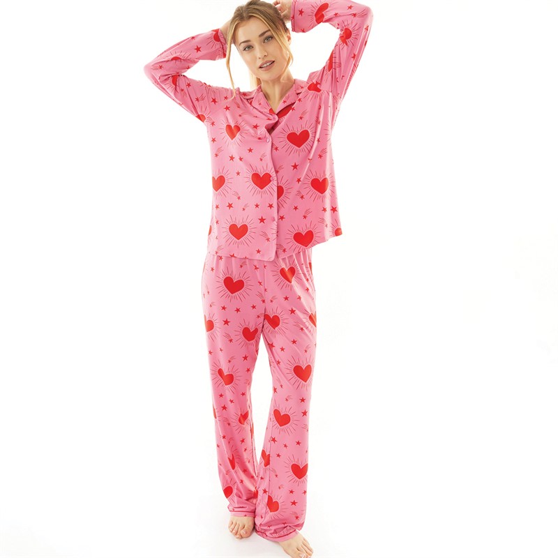 Urban Threads Womens Button Up Pyjama Set Multi