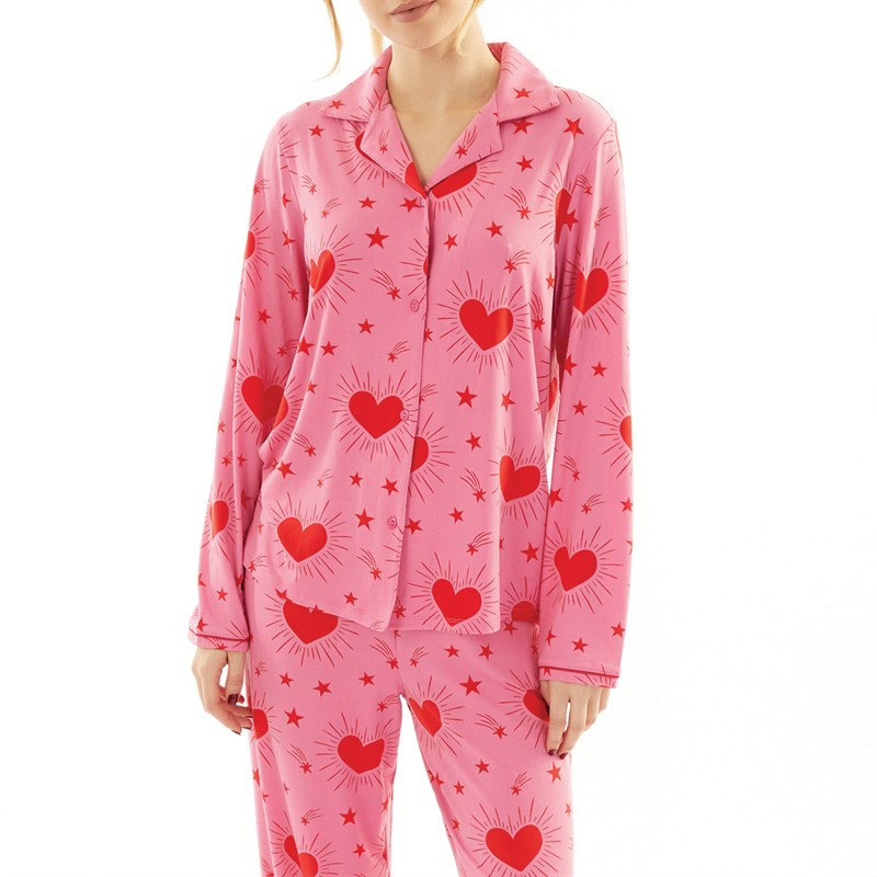 Urban Threads Womens Button Up Pyjama Set Multi