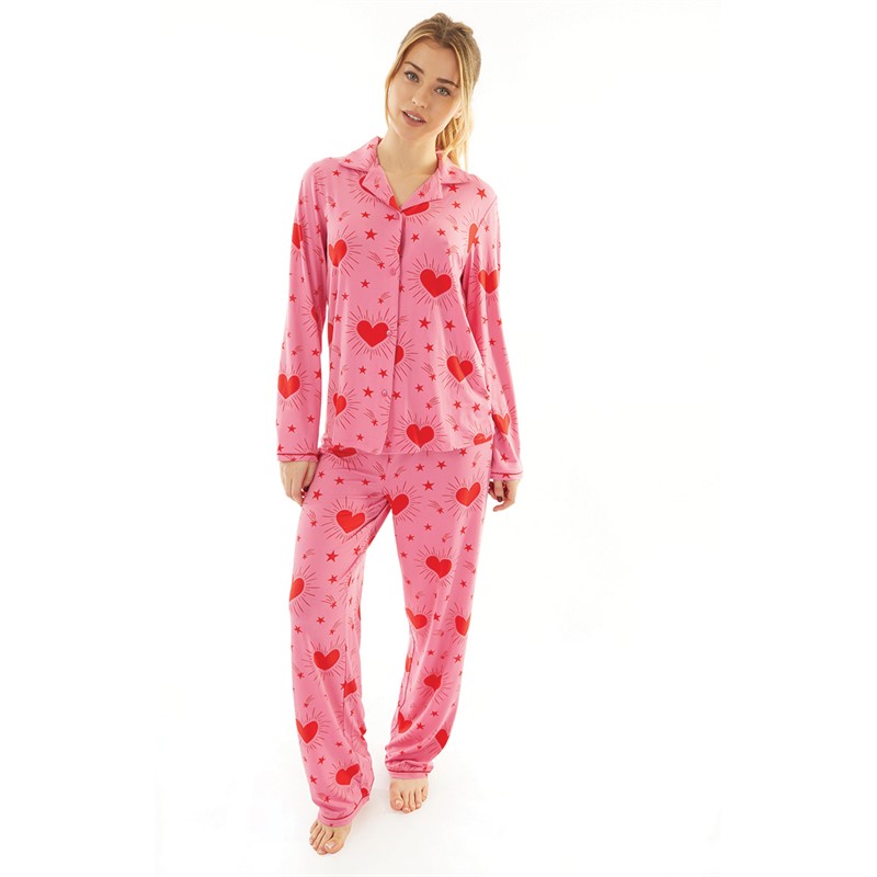 Urban Threads Womens Button Up Pyjama Set Multi