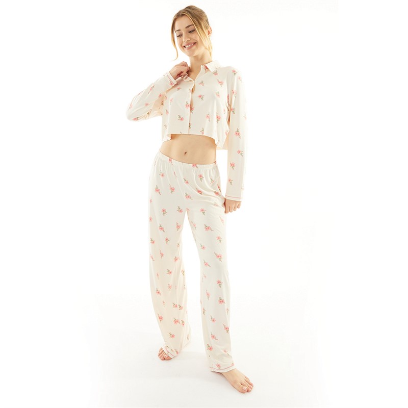 Urban Threads Womens Button Up Pyjama Set Multi