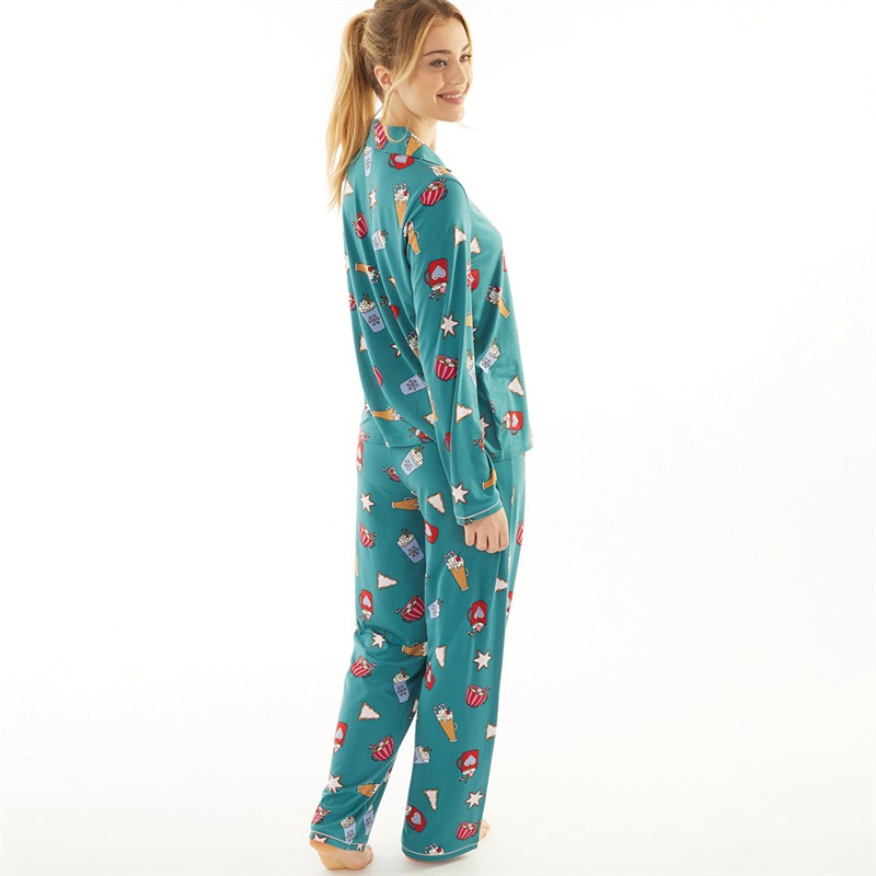 Urban Threads Womens Button Up Pyjama Set Multi